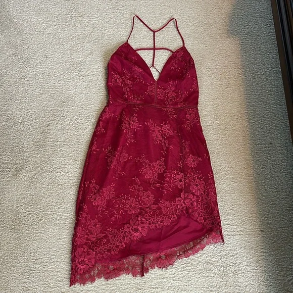 strapless open back dress Stretch Satin Corset Back Midi Dress in Matador Red main image 1